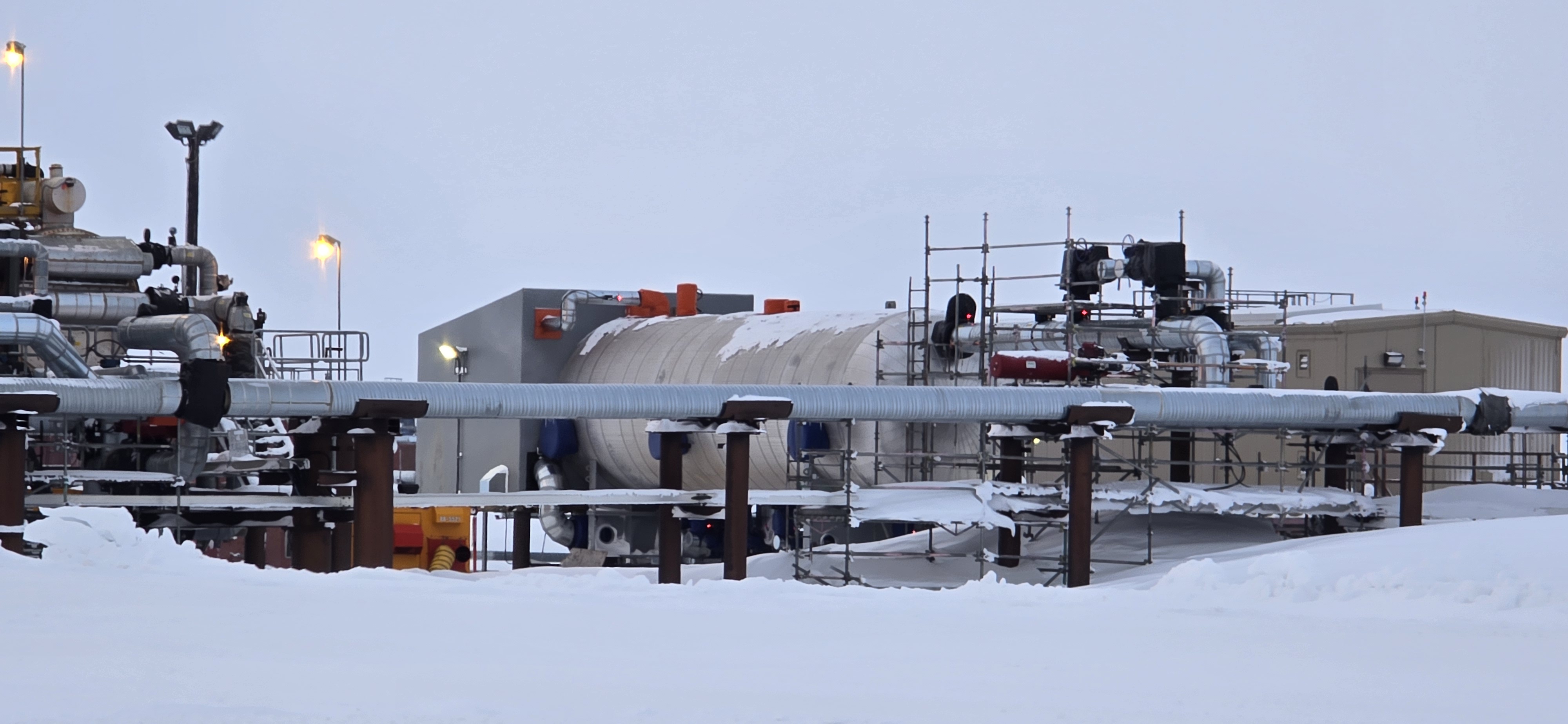 Trans-Alaska Pipeline in winter landscape